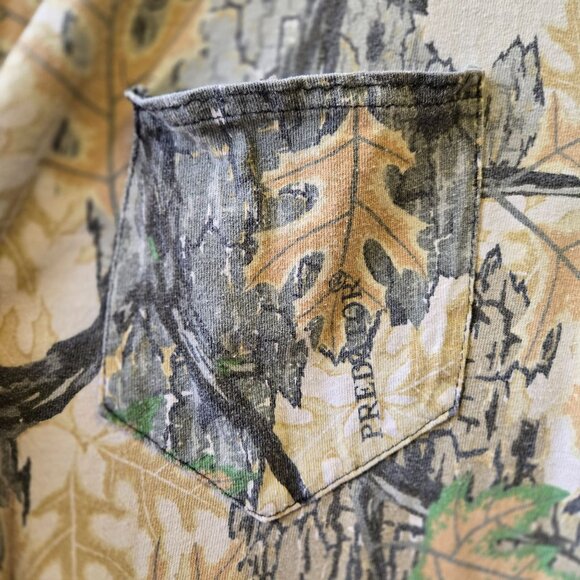 Vintage 80s Predator Camouflage Long Sleeve Shirt XL Cotton Bark  Oak Leaf Patte - Picture 7 of 11
